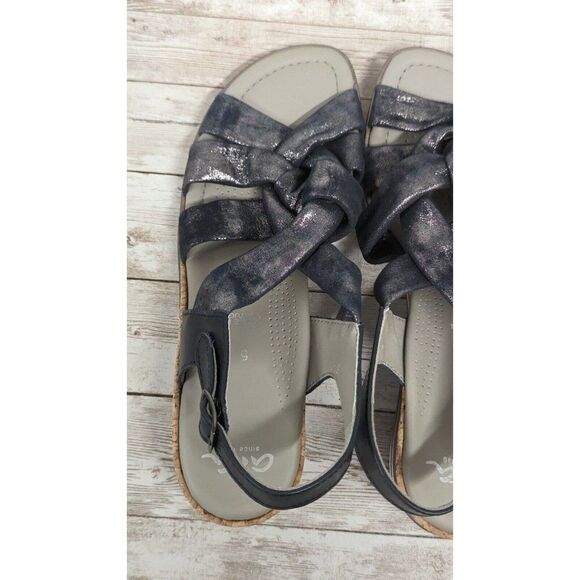 Ara Womens Size 5 Black Adjustable Strap Open Toe Wedge Heel Slingback Sandal - Picture 7 of 11